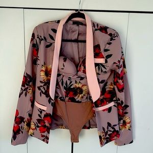 JLuxeLabel strapless bodysuit and blazer